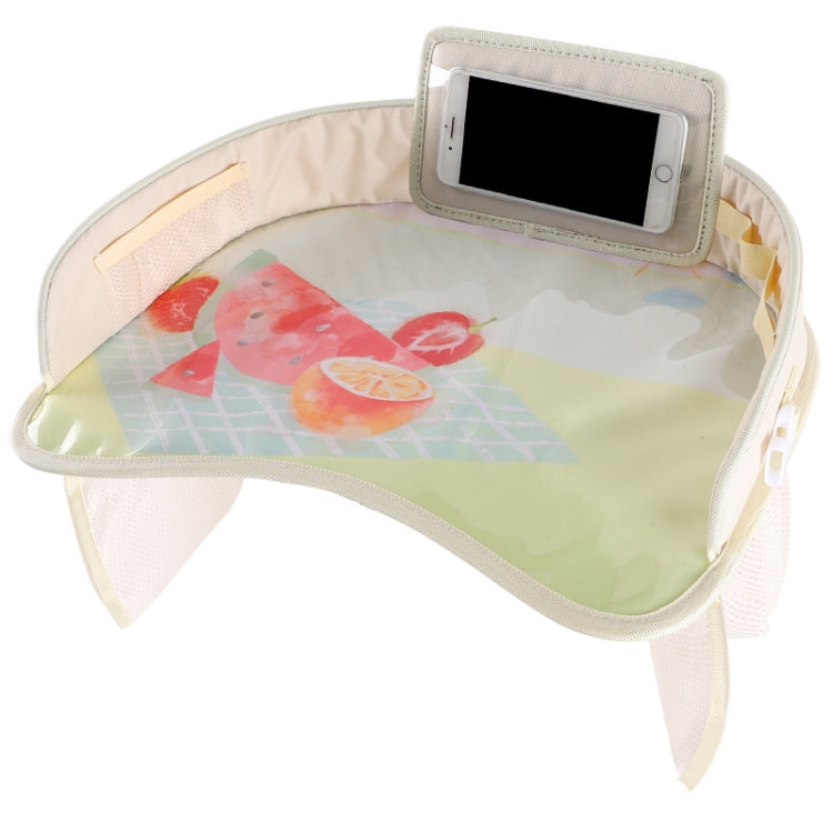 Children Water-resistant Dining Table Toy Organizer Baby Safety Tray Tourist Painting Holder with Touch Screen Transparent Bag (Fruit)