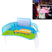 Children Water-resistant Dining Table Toy Organizer Baby Safety Tray Tourist Painting Holder with Touch Screen Transparent Bag (School Bus)