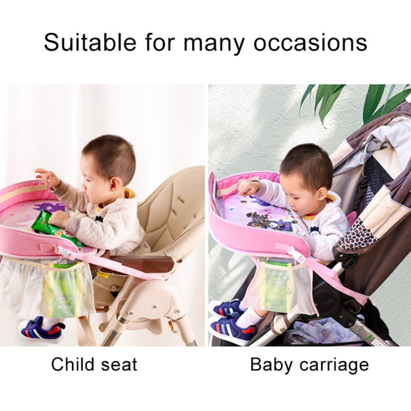 Children Water-resistant Dining Table Toy Organizer Baby Safety Tray Tourist Painting Holder with Touch Screen Transparent Bag (School Bus)
