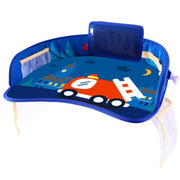 Children Water-resistant Dining Table Toy Organizer Baby Safety Tray Tourist Painting Holder with Touch Screen Transparent Bag (Fire Truck)