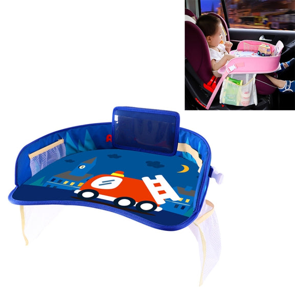 Children Water-resistant Dining Table Toy Organizer Baby Safety Tray Tourist Painting Holder with Touch Screen Transparent Bag (Fire Truck)
