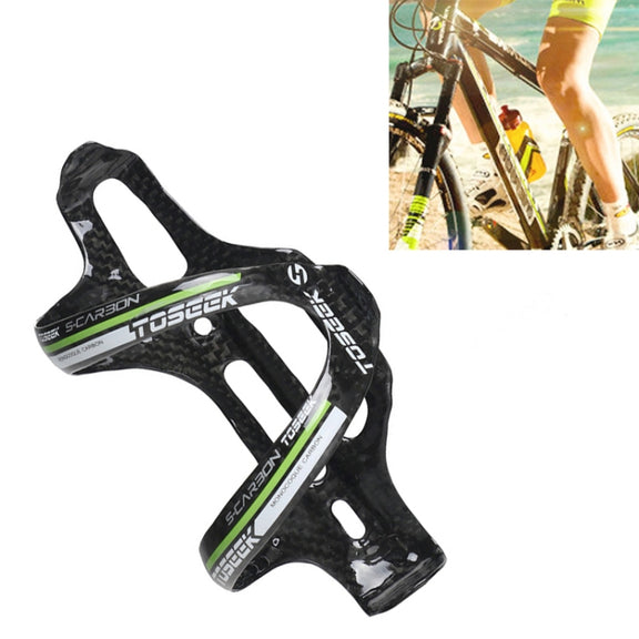 TOSEEK Gloss  Full Carbon Fiber Road Bicycle Water Bottle Holder(Green)