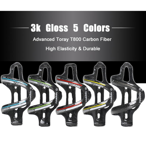 TOSEEK Gloss  Full Carbon Fiber Road Bicycle Water Bottle Holder(Red)