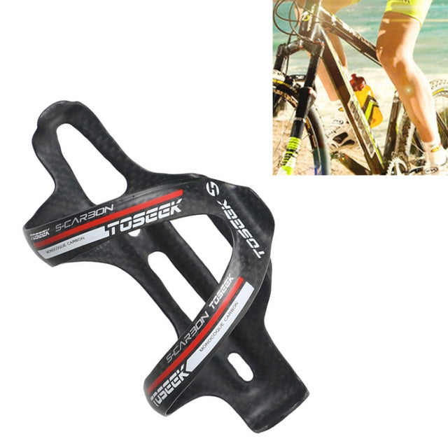 TOSEEK Matte Full Carbon Fiber Road Bicycle Water Bottle Holder (Red)