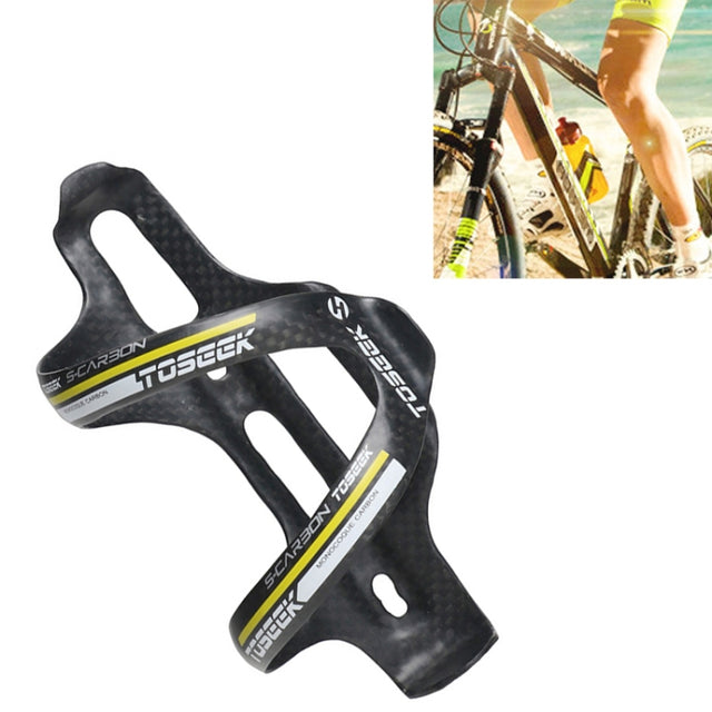 TOSEEK Matte Full Carbon Fiber Road Bicycle Water Bottle Holder (Yellow)