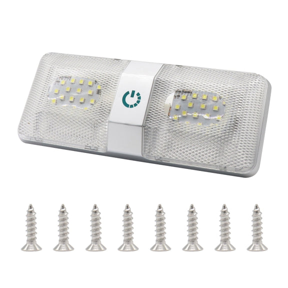 D4376D DC11-18V 6W 6000-6500K IP50 48LEDs SMD-5050 Marine RV Dimmable LED Dome Light Ceiling Lamp, with Touch Control