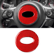 Car Carbon Fiber Steering Wheel Decorative Sticker for Subaru Forester 2016-2018, Left and Right Drive Universal (Red)