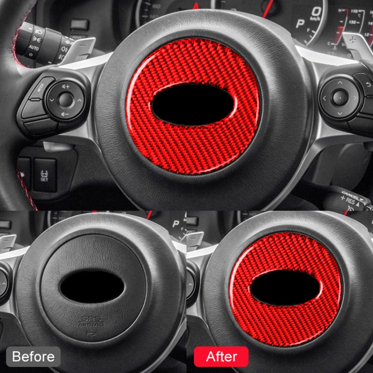 Car Carbon Fiber Steering Wheel Decorative Sticker for Subaru Forester 2016-2018, Left and Right Drive Universal (Red) - Car Interior Mouldings by PMC Jewellery | Online Shopping South Africa | PMC Jewellery | Buy Now Pay Later Mobicred