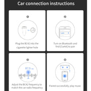 BC42 Bluetooth 5.0 Multi-function Car Colorful Atmosphere Lamp MP3 Player, Support TF Card & U Disk & FM