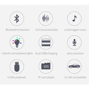 BC42 Bluetooth 5.0 Multi-function Car Colorful Atmosphere Lamp MP3 Player, Support TF Card & U Disk & FM