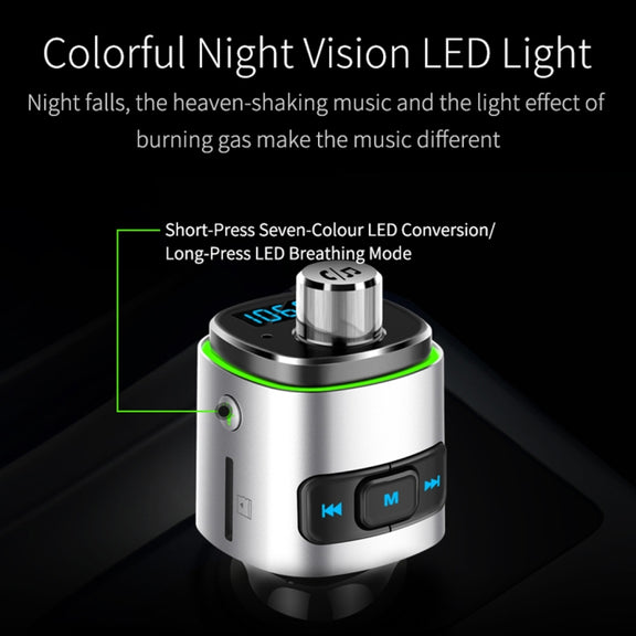 BC42 Bluetooth 5.0 Multi-function Car Colorful Atmosphere Lamp MP3 Player, Support TF Card & U Disk & FM
