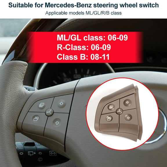 Car Left Side 5-button Steering Wheel Switch Buttons Panel 1648200010 for Mercedes-Benz W164, Left Driving (Coffee)