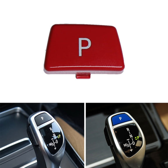 Car Gear Lever Auto Parking Button Letter P Cap for BMW 5 Series 2002-2010, Left Driving(Red)