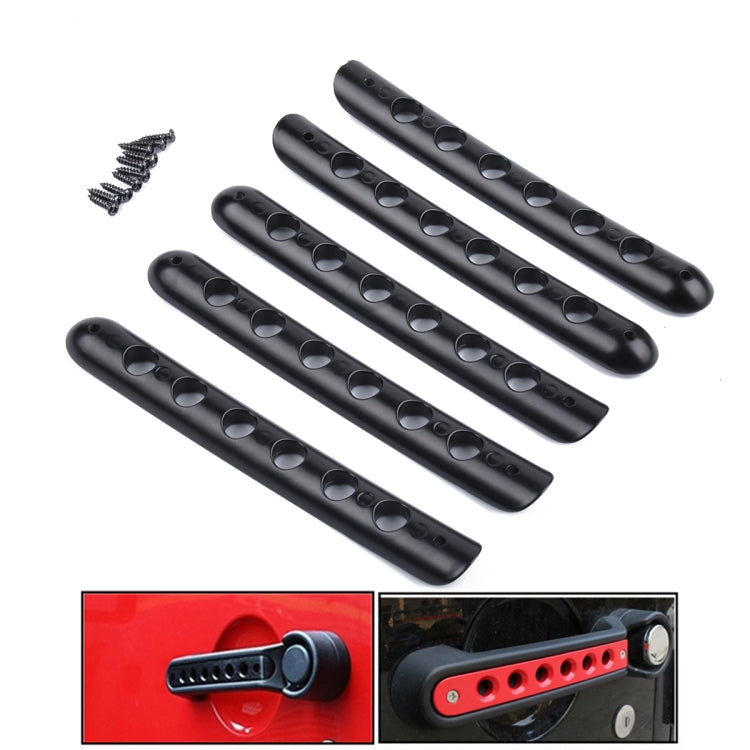 5 PCS Auto Handle Cover Door Aluminum Grab Handle Cover for Jeep Wrangler JK 4-Door 2007 -2017(Black) - Door Handles by PMC TechLife | Online Shopping South Africa | PMC TechLife