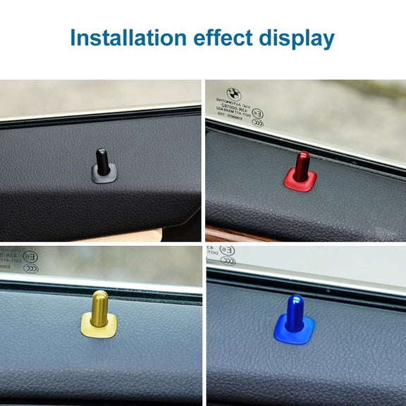 4 in 1 Car Door Latch Pin Door Screw Knob Cap Cover Trim for BMW F10, Left Driving (Blue)