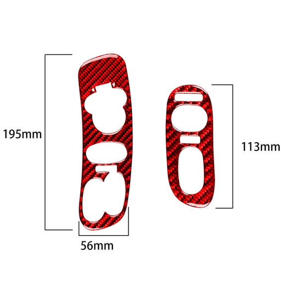 2 in 1 Car Carbon Fiber Door Control Panel  Sticker Set B for Chevrolet Corvette C5 1998-2004, Left Drive(Red)