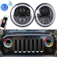 2 PCS 7 inch DC12V 6000K-6500K 50W Car LED Headlight Lamp Beads for Jeep Wrangler / Harley, Support APP + Bluetooth Control(Black) - Work Lights by PMC TechLife | Online Shopping South Africa | PMC TechLife | Buy Now Pay Later Mobicred