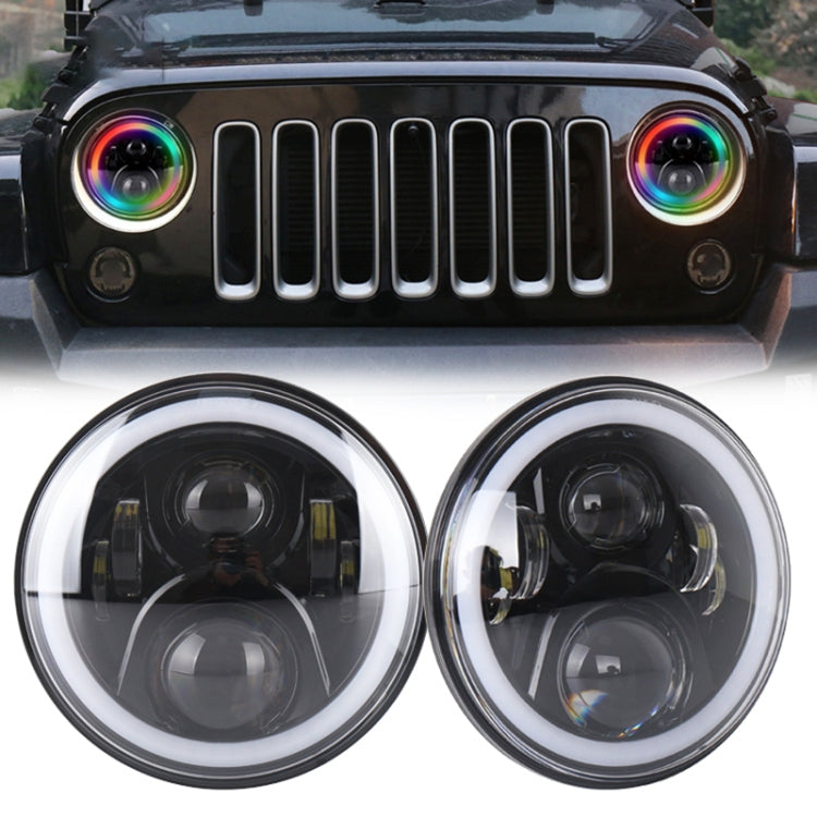 2 PCS 7 inch DC12V 6000K-6500K 50W Car LED Headlight Lamp Beads for Jeep Wrangler / Harley, Support APP + Bluetooth Control(Black) - Work Lights by PMC TechLife | Online Shopping South Africa | PMC TechLife | Buy Now Pay Later Mobicred