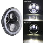 2 PCS 7 inch DC12V 6000K-6500K 50W Car LED Headlight Lamp Beads for Jeep Wrangler / Harley, Support APP + Bluetooth Control(Black)