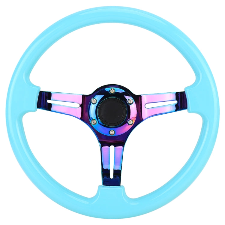 Car Colorful Modified Racing Sport Horn Button Steering Wheel, Diameter: 35cm(Sky Blue) - Steering Wheel Accessories by PMC TechLife | Online Shopping South Africa | PMC TechLife | Buy Now Pay Later Mobicred