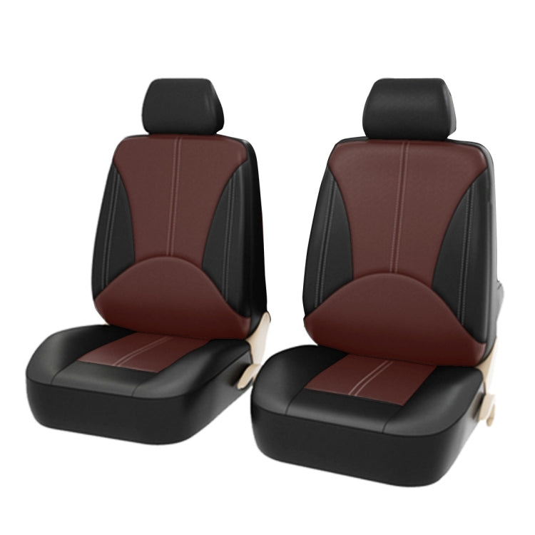 4 in 1 Universal PU Leather Four Seasons Anti-Slippery Front Seat Cover Cushion Mat Set for 2 Seat Car (Brown) - Seat Accessories by PMC TechLife | Online Shopping South Africa | PMC TechLife | Buy Now Pay Later Mobicred
