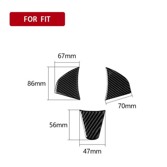 3 in 1 Car Carbon Fiber Steering Wheel Button Decorative Sticker for Honda Fit, Left and Right Drive Universal
