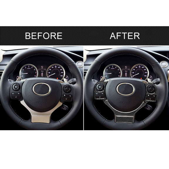 4 in 1 Car Carbon Fiber Steering Wheel Button Decorative Sticker for Lexus IS250 NX200 200t 300h, Left and Right Drive Universal