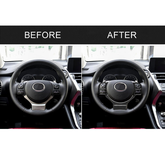 4 in 1 Car Carbon Fiber Steering Wheel Button Decorative Sticker for Lexus IS250 NX200 200t 300h, Left and Right Drive Universal
