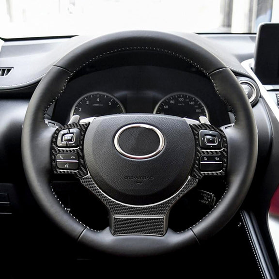 4 in 1 Car Carbon Fiber Steering Wheel Button Decorative Sticker for Lexus IS250 NX200 200t 300h, Left and Right Drive Universal