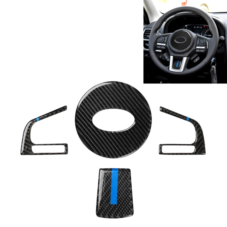 4 in 1 Car Carbon Fiber Blue Steering Wheel Button Decorative Sticker for Subaru Forester 2016-2018, Left and Right Drive Universal - Car Interior Mouldings by PMC TechLife | Online Shopping South Africa | PMC TechLife | Buy Now Pay Later Mobicred