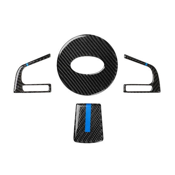 4 in 1 Car Carbon Fiber Blue Steering Wheel Button Decorative Sticker for Subaru Forester 2016-2018, Left and Right Drive Universal