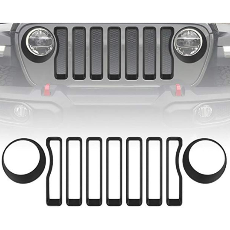 Car Mesh Grille Grill Insert + Headlight Turn Light Cover Trim for Jeep Wrangler JL 2018-2019(Black) - Lamp Decoration by PMC TechLife | Online Shopping South Africa | PMC TechLife | Buy Now Pay Later Mobicred