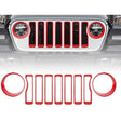 Car Mesh Grille Grill Insert + Headlight Turn Light Cover Trim for Jeep Wrangler JL 2018-2019(Red) - Lamp Decoration by PMC TechLife | Online Shopping South Africa | PMC TechLife | Buy Now Pay Later Mobicred