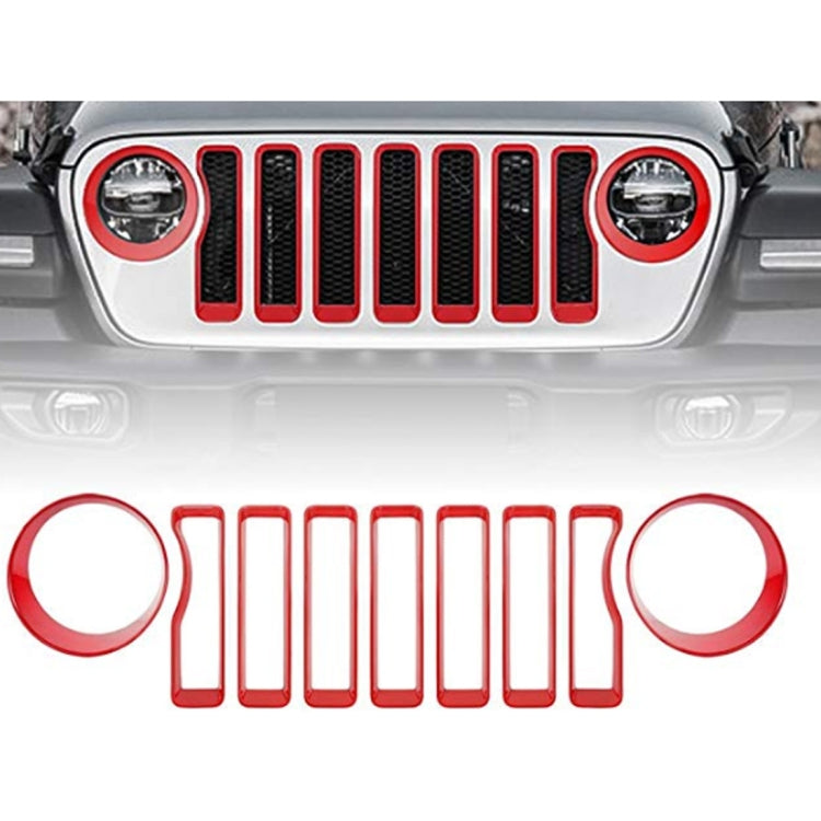 Car Mesh Grille Grill Insert + Headlight Turn Light Cover Trim for Jeep Wrangler JL 2018-2019(Red) - Lamp Decoration by PMC TechLife | Online Shopping South Africa | PMC TechLife | Buy Now Pay Later Mobicred