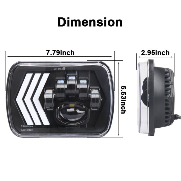 2 PCS 5X7 inch Car Modified Red Background LED Square Headlamp for Jeep Wrangler - Work Lights by PMC TechLife | Online Shopping South Africa | PMC TechLife | Buy Now Pay Later Mobicred