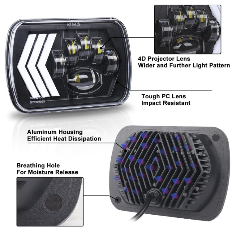 2 PCS 5X7 inch Car Modified Red Background LED Square Headlamp for Jeep Wrangler - Work Lights by PMC TechLife | Online Shopping South Africa | PMC TechLife | Buy Now Pay Later Mobicred