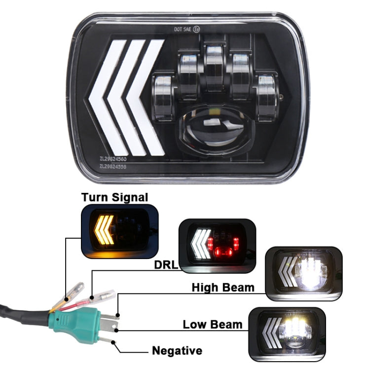 2 PCS 5X7 inch Car Modified Red Background LED Square Headlamp for Jeep Wrangler - Work Lights by PMC TechLife | Online Shopping South Africa | PMC TechLife | Buy Now Pay Later Mobicred