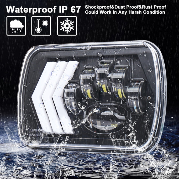 2 PCS 5X7 inch Car Modified Red Background LED Square Headlamp for Jeep Wrangler - Work Lights by PMC TechLife | Online Shopping South Africa | PMC TechLife | Buy Now Pay Later Mobicred