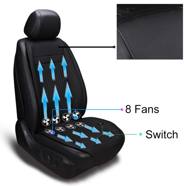 Car 12V Cushion Summer USB Breathable Ice Silk Seat Cover, Eight Fans + Ventilation and Refrigeration (Black) - Seat Accessories by PMC TechLife | Online Shopping South Africa | PMC TechLife | Buy Now Pay Later Mobicred