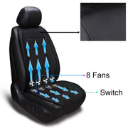 Car 12V Cushion Summer USB Breathable Ice Silk Seat Cover, Eight Fans + Ventilation and Refrigeration (Black)