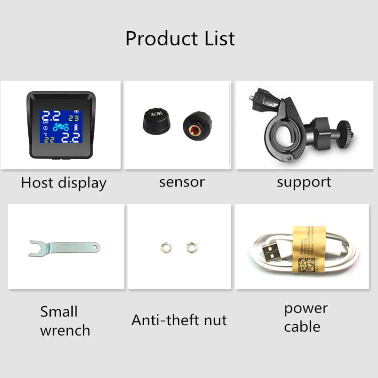 Universal Motorcycle Wireless High Precision Solar Energy TPMS Tire Pressure Alarm System External Tire Monitor - Electrical System by PMC TechLife | Online Shopping South Africa | PMC TechLife | Buy Now Pay Later Mobicred