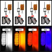 DC12V-24V / 18W 4 in 1 Front Grille Emergency Strobe Flash Warning Light Pickup 12LEDs Side Light Wireless Control 16 Modes (Red Light)