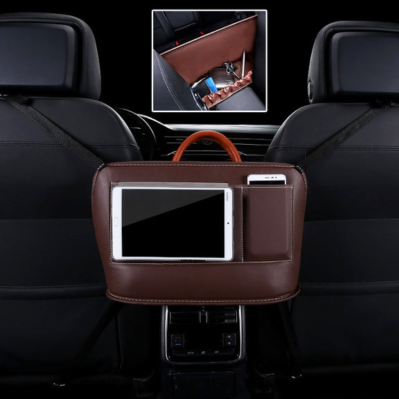 Car Front Seat Hanging Bag Mobile Phone Storage Bag (Coffee)