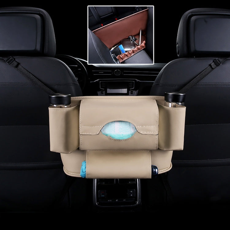 Car Front Seat Hanging Bag Paper Towel / Water Cup Storage Bag(Beige) - Tissue Boxes by PMC Jewellery | Online Shopping South Africa | PMC Jewellery | Buy Now Pay Later Mobicred