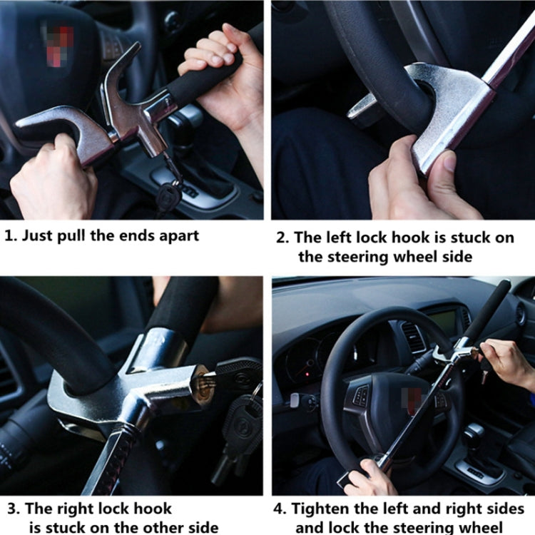 Car Adjustable Telescopic U Shape Steering Wheel Lock Anti-theft Cipher Lock with Safety Hammer - free shipping - PMC TechLife - Order now!