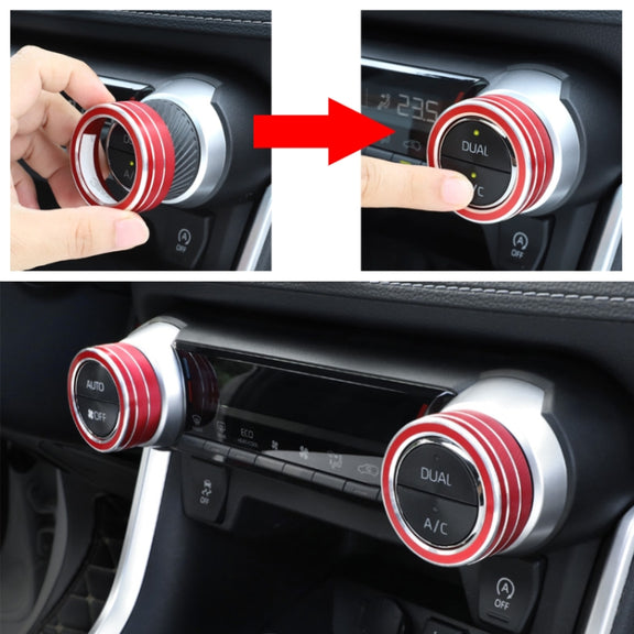 2 PCS Car Aluminum Alloy Air Conditioner Knob Case for Toyota RAV4 / Wildlander (Red)