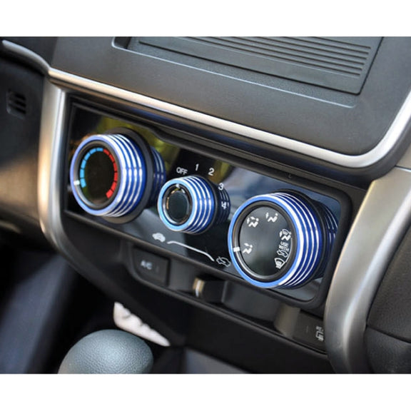 3 PCS Car Aluminum Alloy Air Conditioner Knob Case for Honda VEZEL / XR-V / Fit / GIENIA / City(Blue)