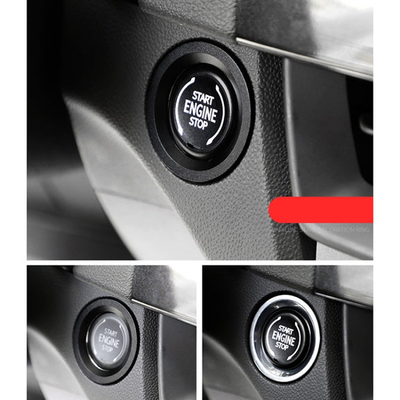 Car Engine Start Key Push Button Ring Trim Metal Sticker Decoration for Cadillac CT5 CT4 XT4 XT6 / Chevrolet Silverado (Black)