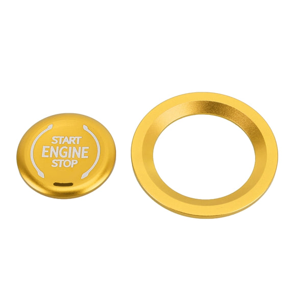 Car Engine Start Key Push Button Ring Trim Metal Sticker Decoration for Cadillac CT5 CT4 XT4 XT6 / Chevrolet Silverado (Gold)