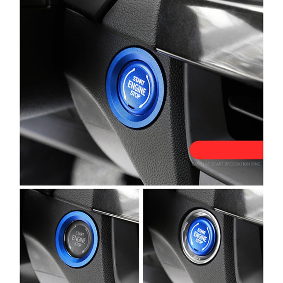 Car Engine Start Key Push Button Ring Trim Metal Sticker Decoration for Cadillac CT5 CT4 XT4 XT6 / Chevrolet Silverado (Blue)